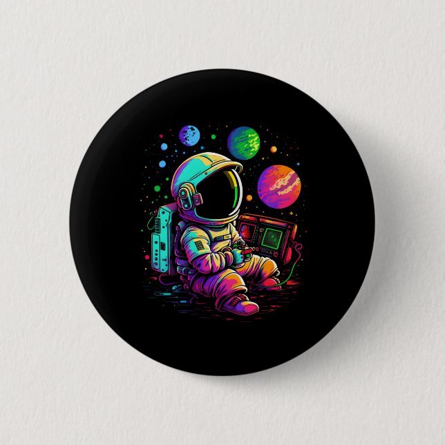 Arcade Planets Universe Gaming Astronaut  2 Inch Round Button (Front)