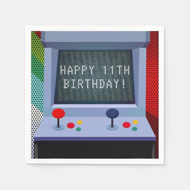 Arcade Video Game Birthday Party Napkin (Front)