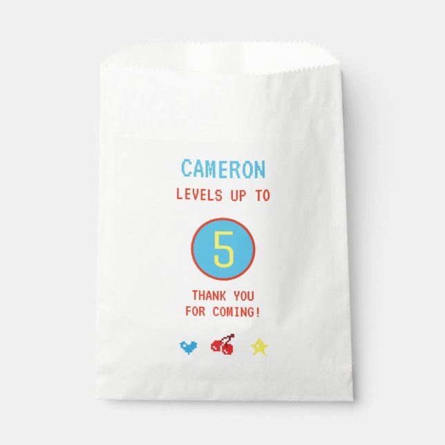 Arcade Video Game Birthday Party Thank you Favour Bag (Front)