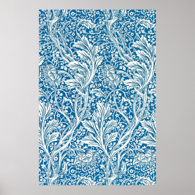Arcadia Blue Floral Wallpaper by May Morris Poster (Front)