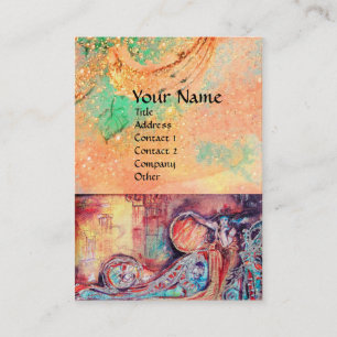 ARCADIA,MAGIC GOLD FLORAL SPARKLES  Red Pink Green Business Card