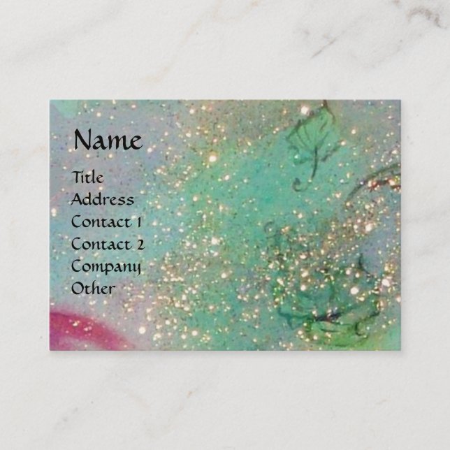 ARCADIA  / MAGIC GOLD SPARKLES  Blue Green,Teal Business Card (Front)