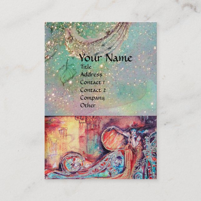 ARCADIA  / MAGIC GOLD SPARKLES  Blue Green,Teal Business Card (Front)