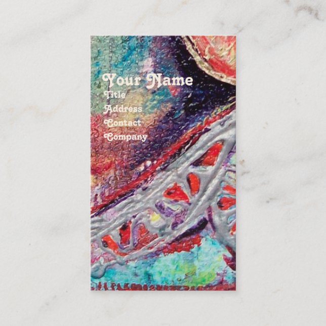 ARCADIA , Red Blue Silver Abstract Business Card (Front)