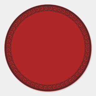 Arcadia red with black circle frame classic round sticker