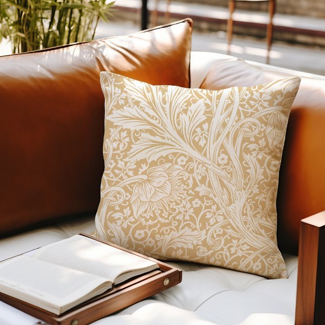 Arcadia William Morris Hawthorn Leaves Pattern Throw Pillow (Creator Uploaded)