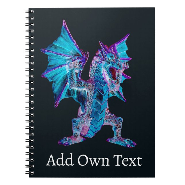 Arcane Blue Fire Dragon Elemental Magic Fantasy Notebook (Front)