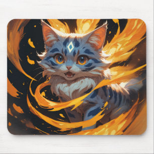 Arcane Ember: The Flamebound Kitten Familiar Mouse Pad
