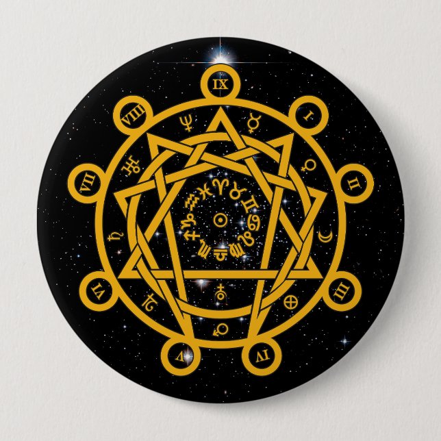Arcane Enneagram 4 Inch Round Button (Front)