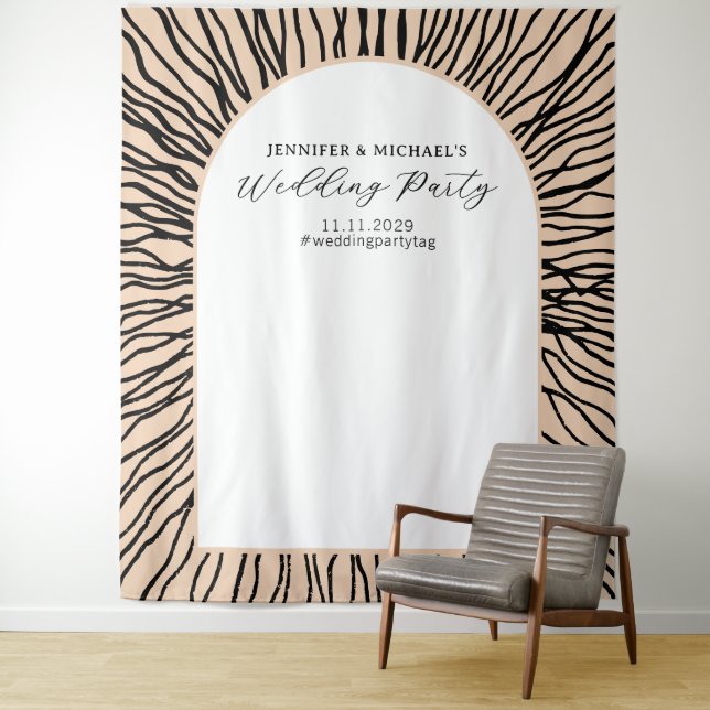 Arch Abstract Geometric Sunset Tapestry (In Situ)