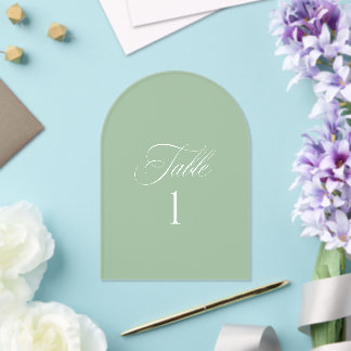 Arch Acrylic Sage Green Wedding Table Number