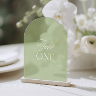 Arch Acrylic Sage Green Wedding Table One Number Invitations