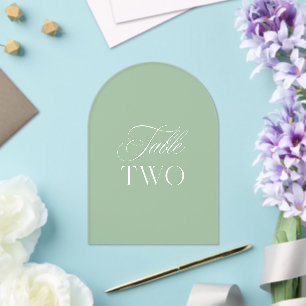 Arch Acrylic Sage Green Wedding Table Two Number Acrylic Invitations