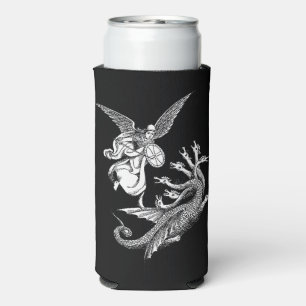 Arch Angel Fighting hydra Dragon art illustration Seltzer Can Cooler