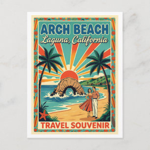 Arch Beach, Laguna CA Retro Travel Postcard