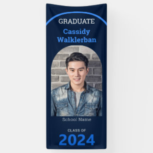 Arch Blue Photo Graduation Banner