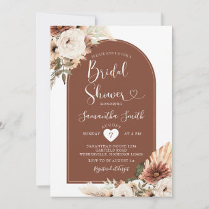 Arch Bohemian Terracota White Floral Bridal Shower Invitation