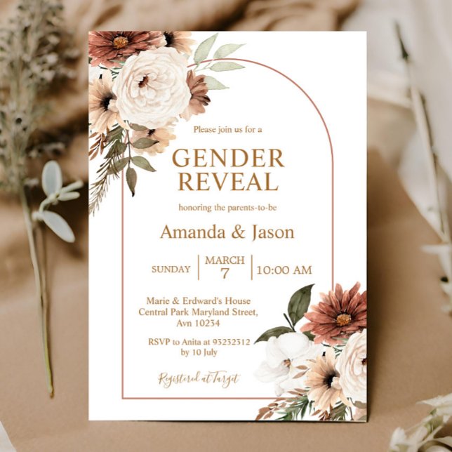 Arch Boho Floral Genre Reveillez Invitation (Créateur téléchargé)