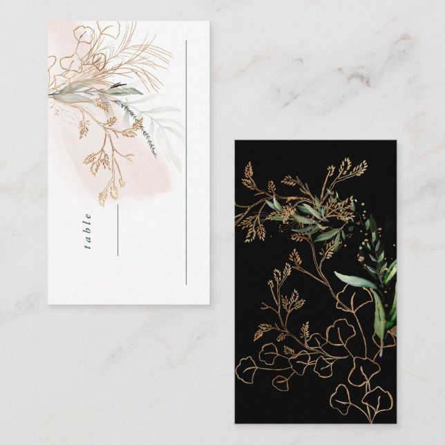 Arch Botanical Eucalyptus Golden Greenery Moss  Pl Place Card (Front/Back)