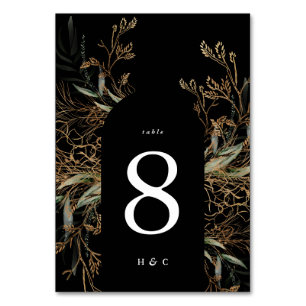 Arch Botanical Eucalyptus Golden Premium Black Table Number