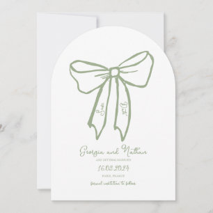 Arch Bow Sage Green Enregistrer la date Invitation