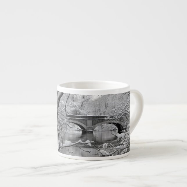 Arch Bridge over Frozen River in Winter Espresso Cup (Front Right)