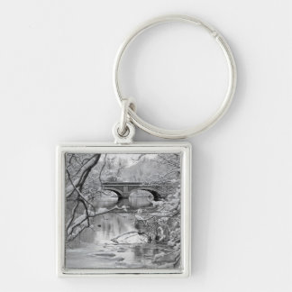 Arch Bridge over Frozen River in Winter Keychain
