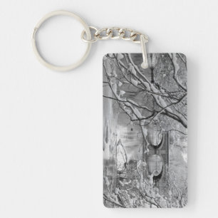Arch Bridge over Frozen River in Winter Keychain
