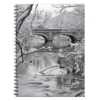 Arch Bridge over Frozen River in Winter Notebook
