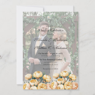 Arch Butter-Yellow Rose Photo Wedding Celebration Invitation