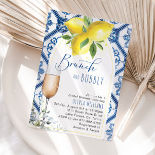 Arch Capri Lemons Brunch and Bubbly Bridal Shower Invitation