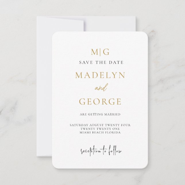  Arch  Cards,Minimalist Modern Arched Wedding  Save The Date (Front)