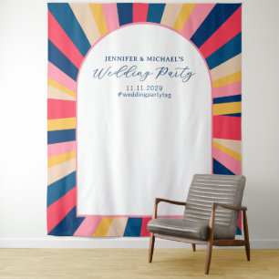Arch Colourful Geometric Sunset Tapestry