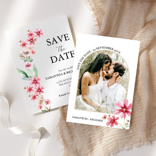 Arch Dusty pink Wildflower Wedding Save The Date Invitation