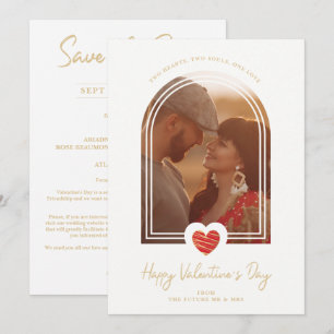 Arch Effect Red Heart Happy Valentine's Day Photo Save The Date
