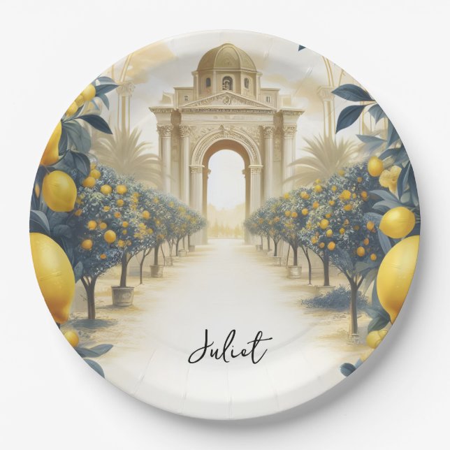 Arch Food Fun Fruit Lime Lemon Bridal Shower Paper Plate (Front)