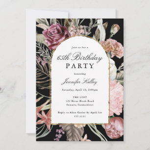 Arch Frame Botanical Birthday Party, Dark Invitation