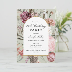 Arch Frame Botanical Birthday Party, Sage Green  Invitation