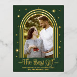 Arch Frame Pregnancy Announcement Foil Postcard<br><div class="desc">Retro-inspired,  arch-themed Christmas postcard. Easy to personalize with your details. PLEASE NOTE: For assistance on orders,  shipping,  product information,  etc.,  contact Zazzle Customer Care directly.</div>