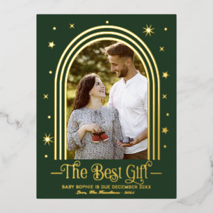 Arch Frame Pregnancy Announcement Foil Postcard