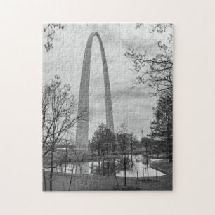 Arch From The Park Grayscale Jigsaw Puzzle