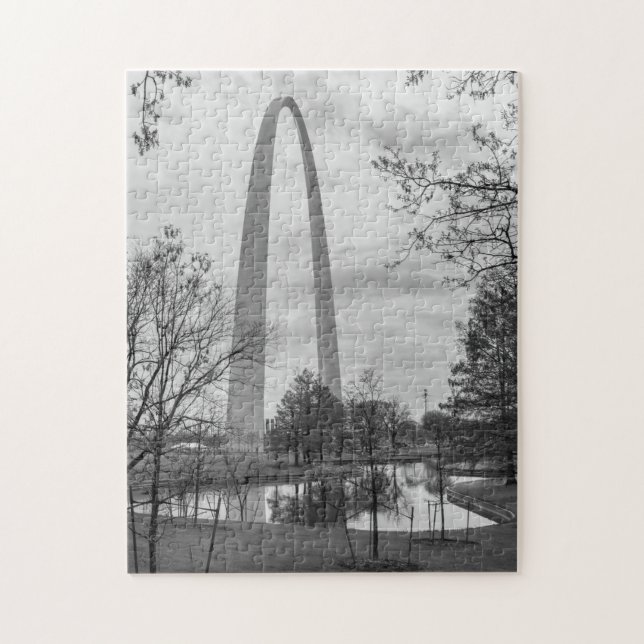 Arch From The Park Grayscale Jigsaw Puzzle (Vertical)