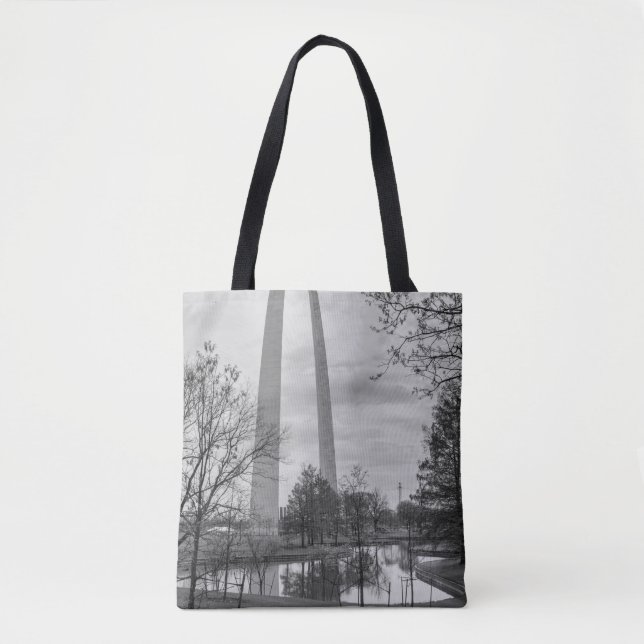 Arch From The Park Grayscale Tote Bag (Front)