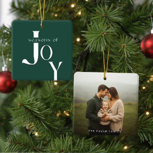 Arch Geometric Green Photo Christmas Ceramic Ornament