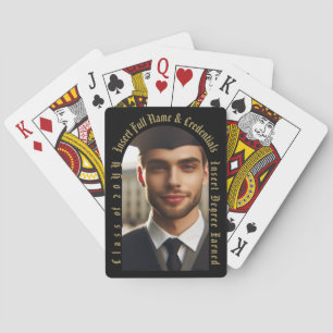 Arch Graduate Photo, Gold and Black Graduation Playing Cards