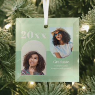 Arch Green Photo Graduation Glass Ornament