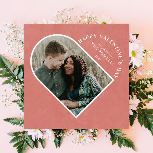Arch Heart Valentine's Day Photo Card - Salmon