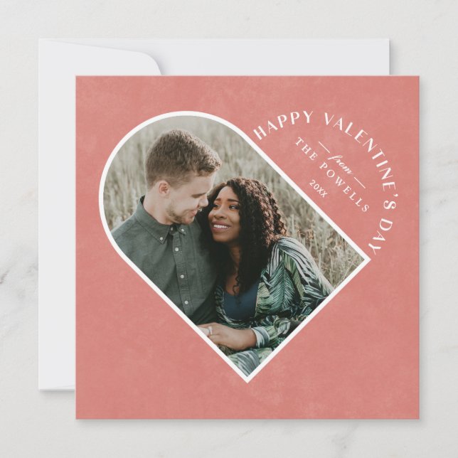 Arch Heart Valentine's Day Photo Card - Salmon (Front)