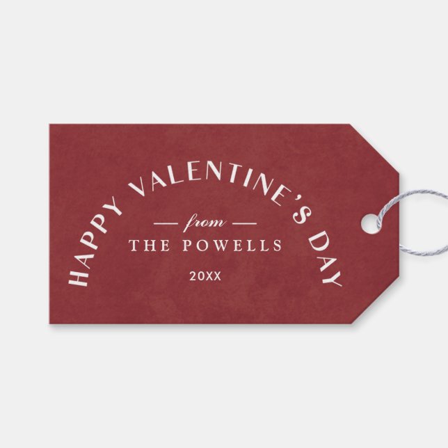 Arch Heart Valentine's Day Photo Gift Tag -Currant (Front (Horizontal))