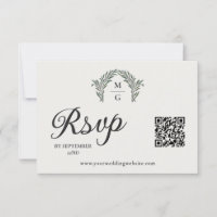 Arch Laurel Wreath Monogram QR Code RSVP Online
